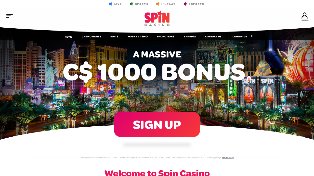 Spin Casino Screenshot Spin Casino Screenshot
