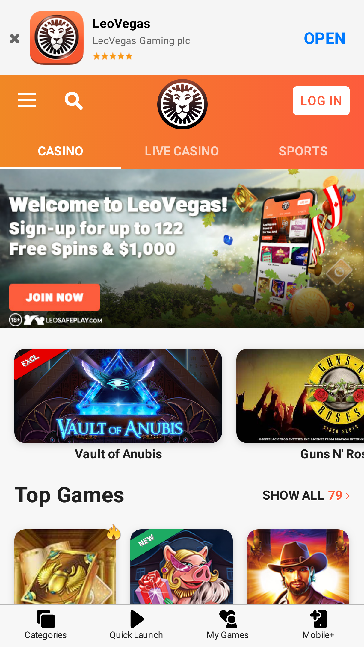 LeoVegas Screenshot LeoVegas Screenshot