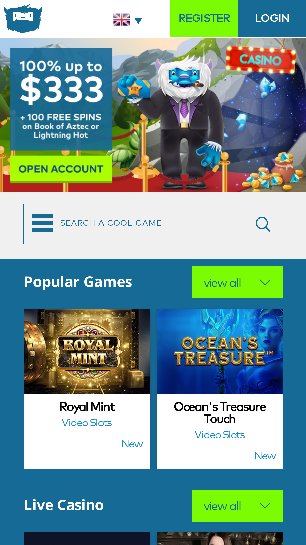 Yeti Casino Screenshot Yeti Casino Screenshot
