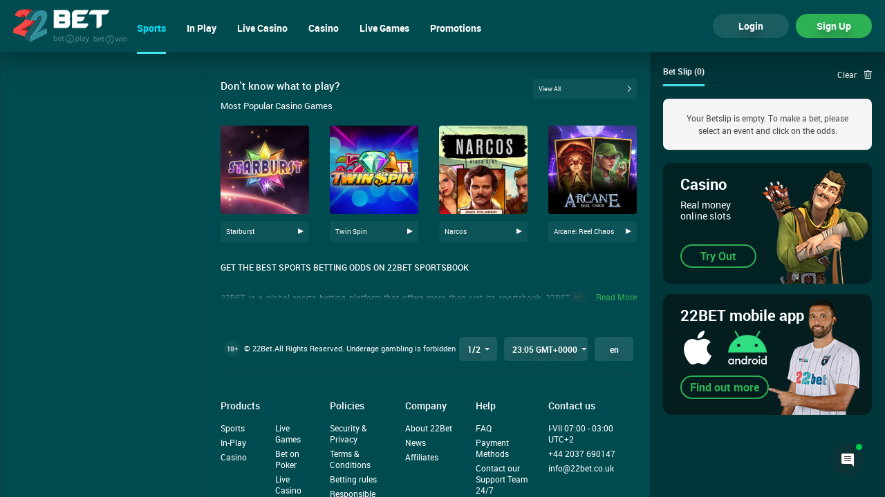 22 Bet Screenshot 22 Bet Screenshot