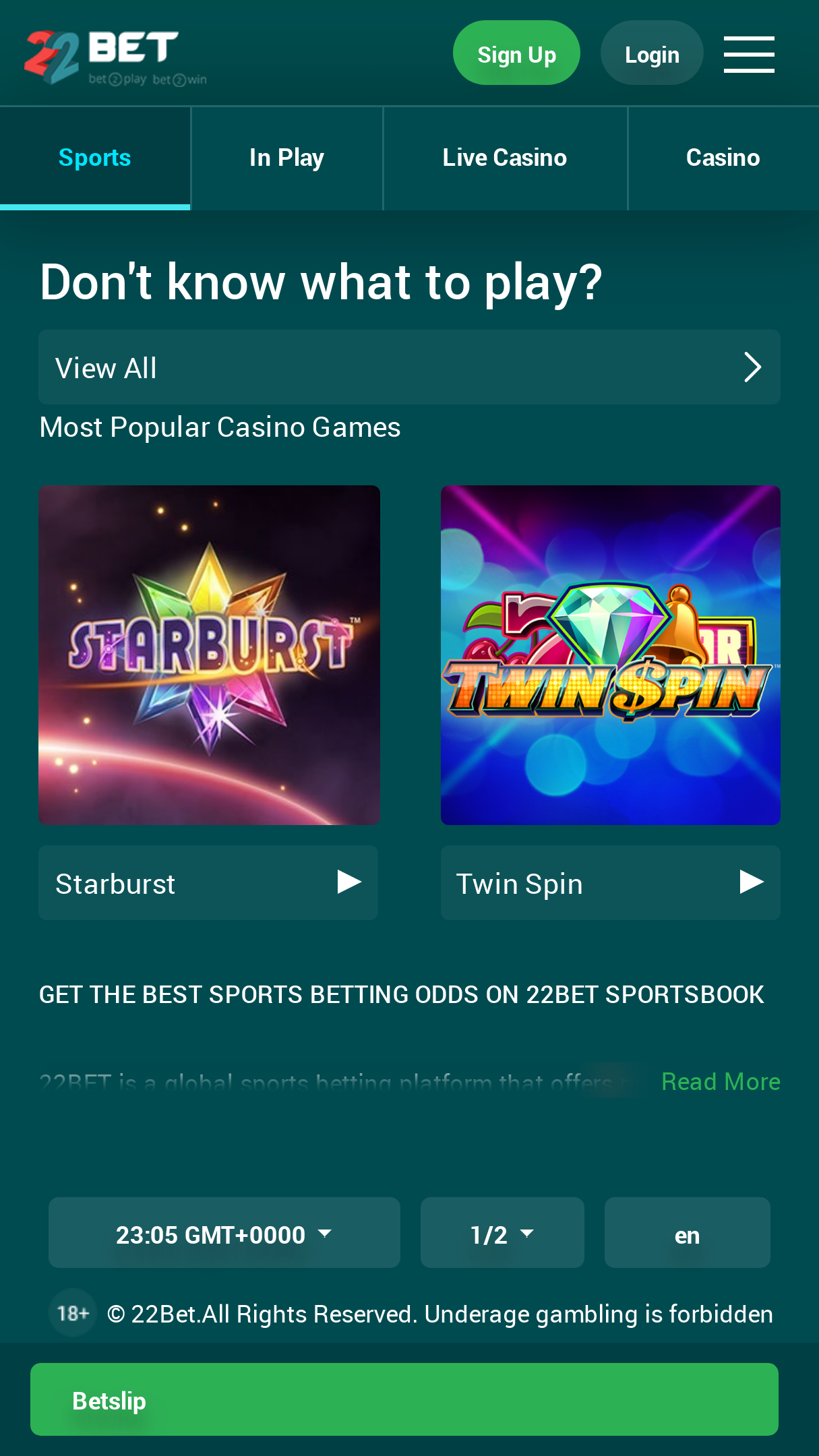 22 Bet Screenshot 22 Bet Screenshot