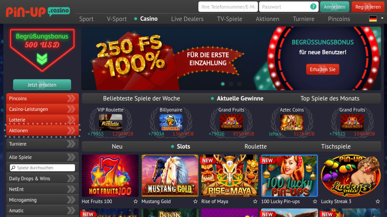 Pin-Up Casino Screenshot Pin-Up Casino Screenshot
