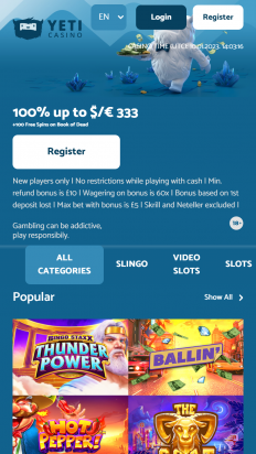 Yeti Casino Screenshot