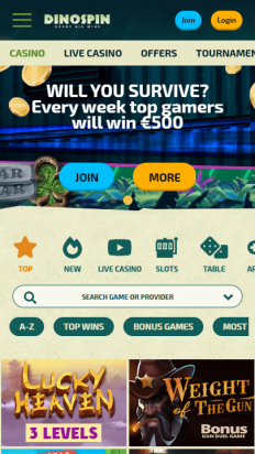 DinoSpin Casino Screenshot