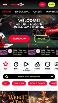 WinnerzOn Casino Screenshot
